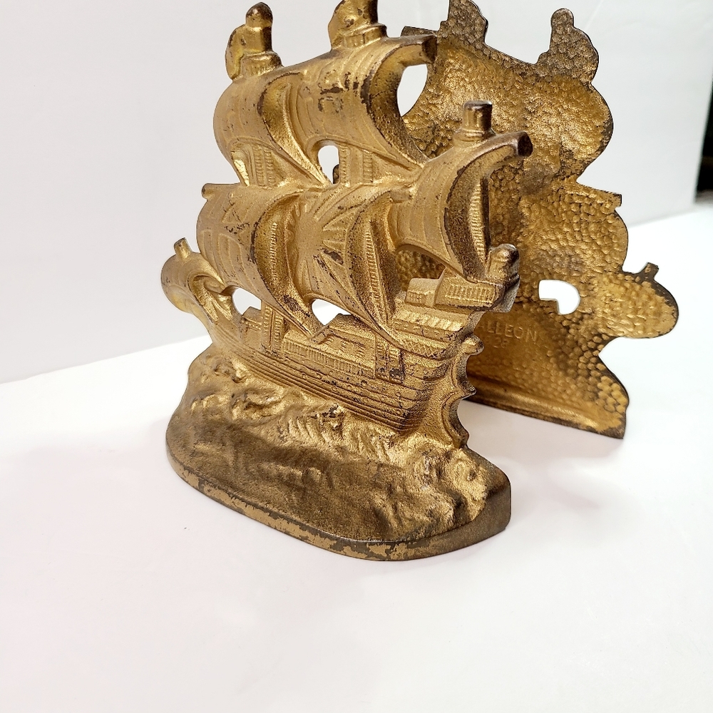 Pair of 1923 Vintage Spanish Galleon Bookends